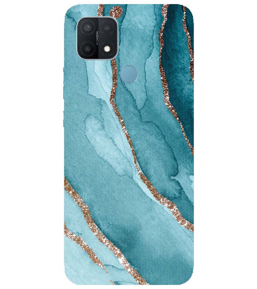 PS1329-Golden Green Marble Back Cover for Oppo A15 and Oppo A15s