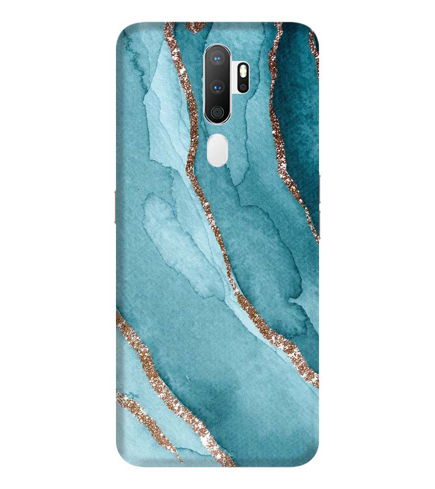 PS1329-Golden Green Marble Back Cover for Oppo A5 (2020)