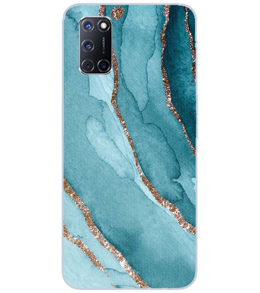PS1329-Golden Green Marble Back Cover for Oppo A52
