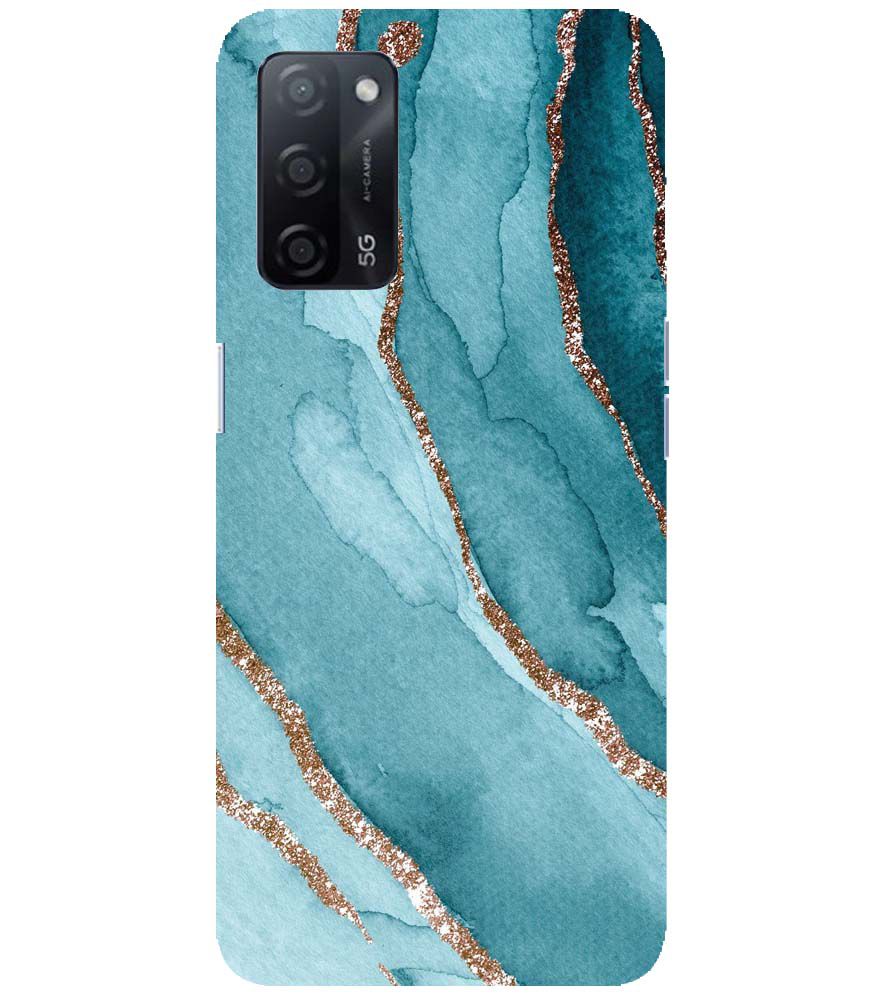 PS1329-Golden Green Marble Back Cover for Oppo A53s 5G
