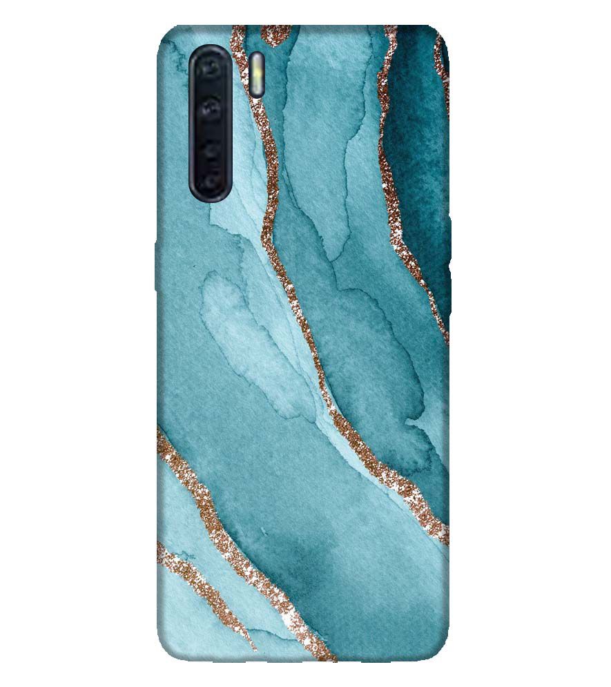 PS1329-Golden Green Marble Back Cover for Oppo F15