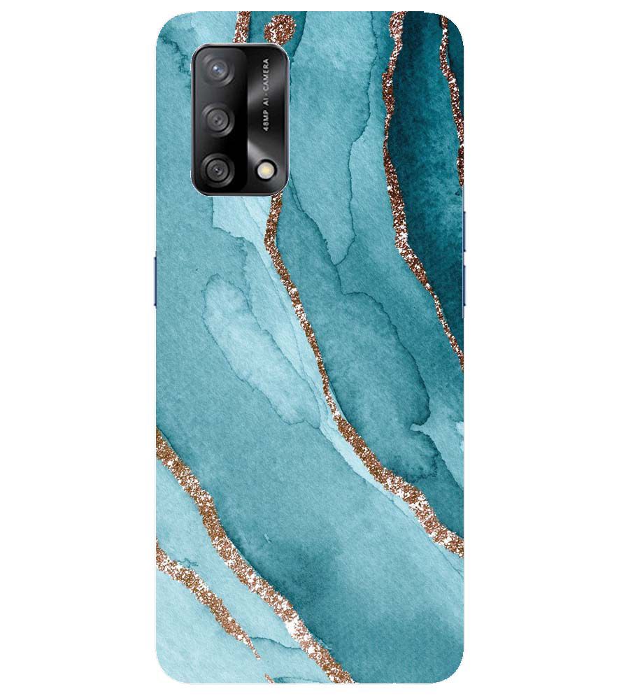 PS1329-Golden Green Marble Back Cover for Oppo F19