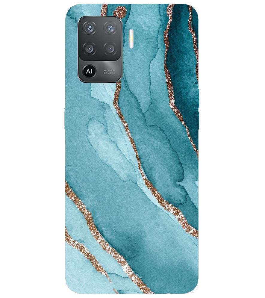 PS1329-Golden Green Marble Back Cover for Oppo F19 Pro