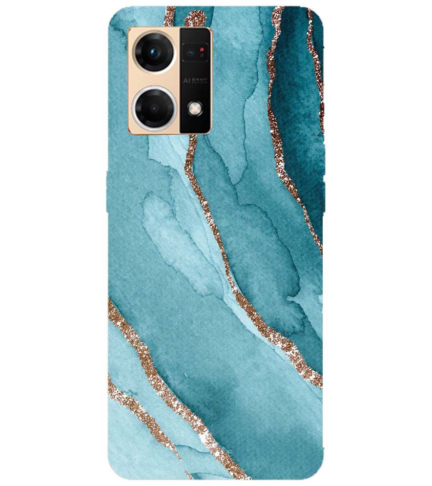 PS1329-Golden Green Marble Back Cover for Oppo F21 Pro