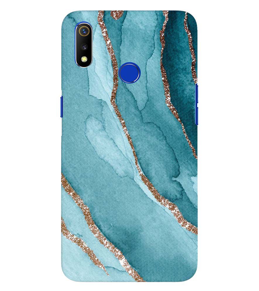 PS1329-Golden Green Marble Back Cover for Oppo Realme 3