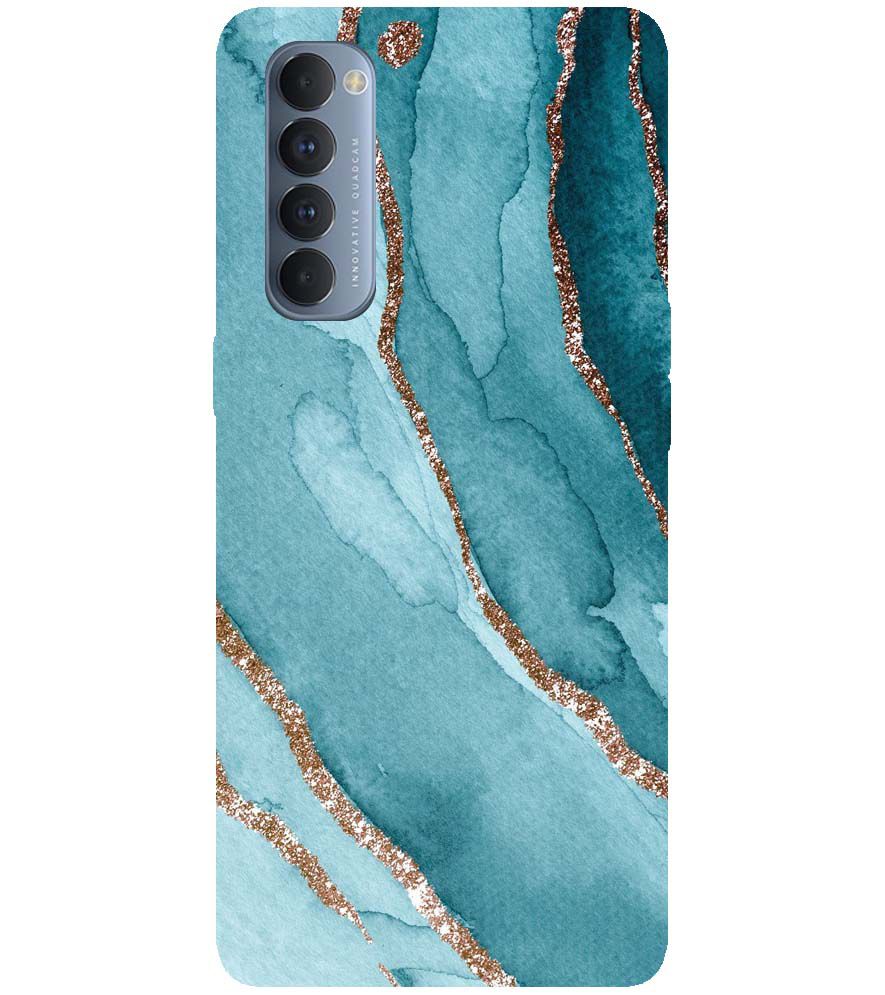 PS1329-Golden Green Marble Back Cover for Oppo Reno4 Pro