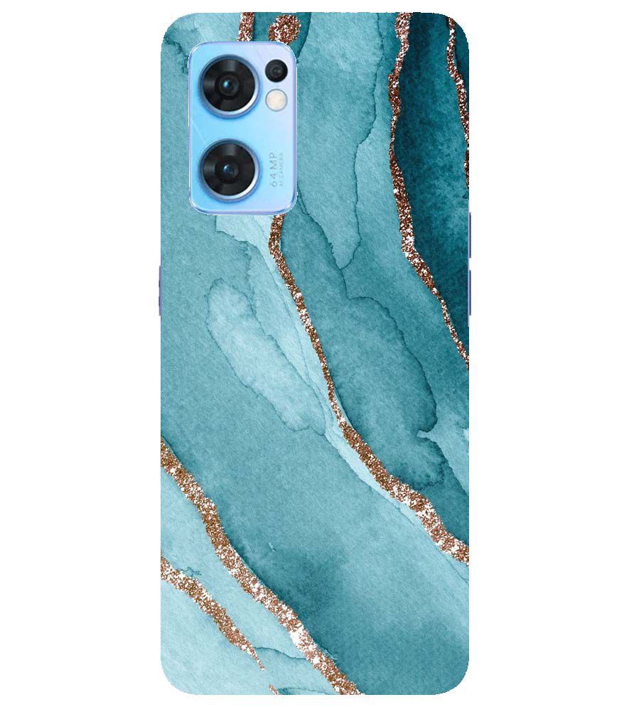 PS1329-Golden Green Marble Back Cover for Oppo Reno7 5G