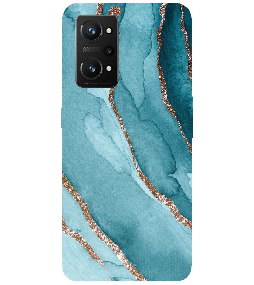 PS1329-Golden Green Marble Back Cover for Realme Q3 Pro 5G