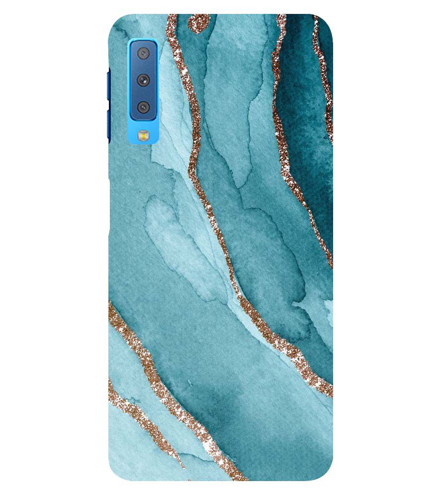 PS1329-Golden Green Marble Back Cover for Samsung Galaxy A7 (2018)