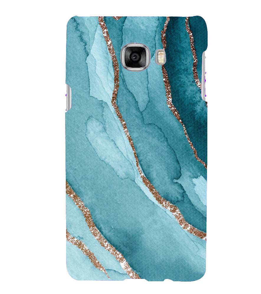 PS1329-Golden Green Marble Back Cover for Samsung Galaxy C7 Pro