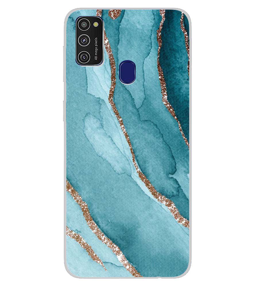 PS1329-Golden Green Marble Back Cover for Samsung Galaxy M21
