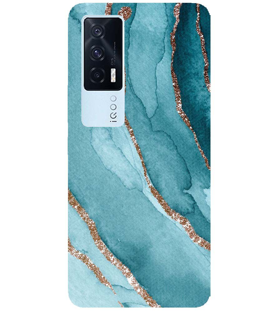 PS1329-Golden Green Marble Back Cover for vivo iQOO 7
