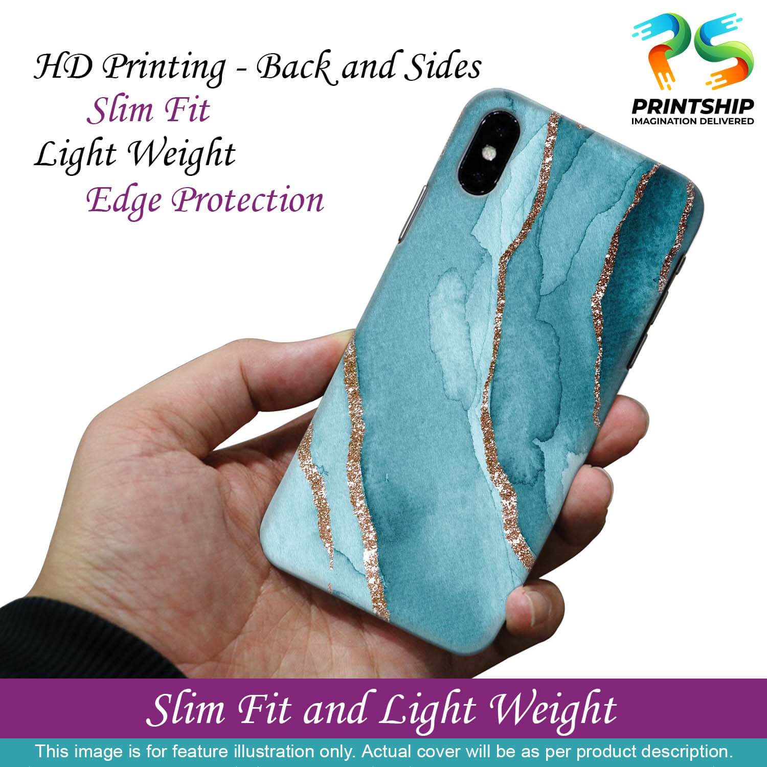 PS1329-Golden Green Marble Back Cover for Realme XT