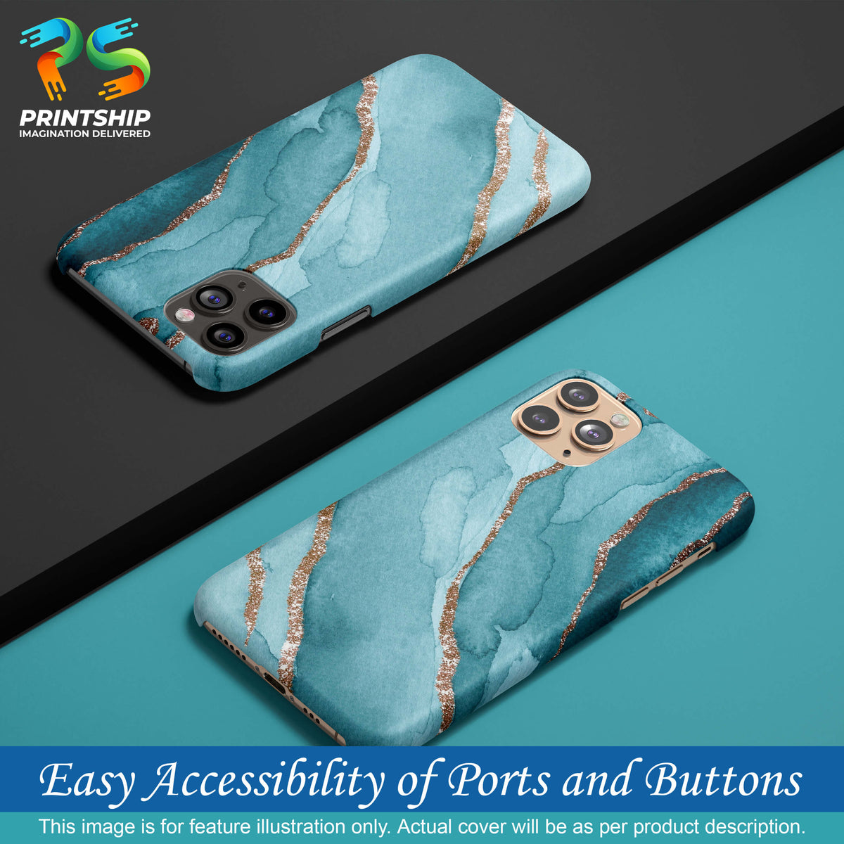 PS1329-Golden Green Marble Back Cover for Oppo Realme 3-Image5