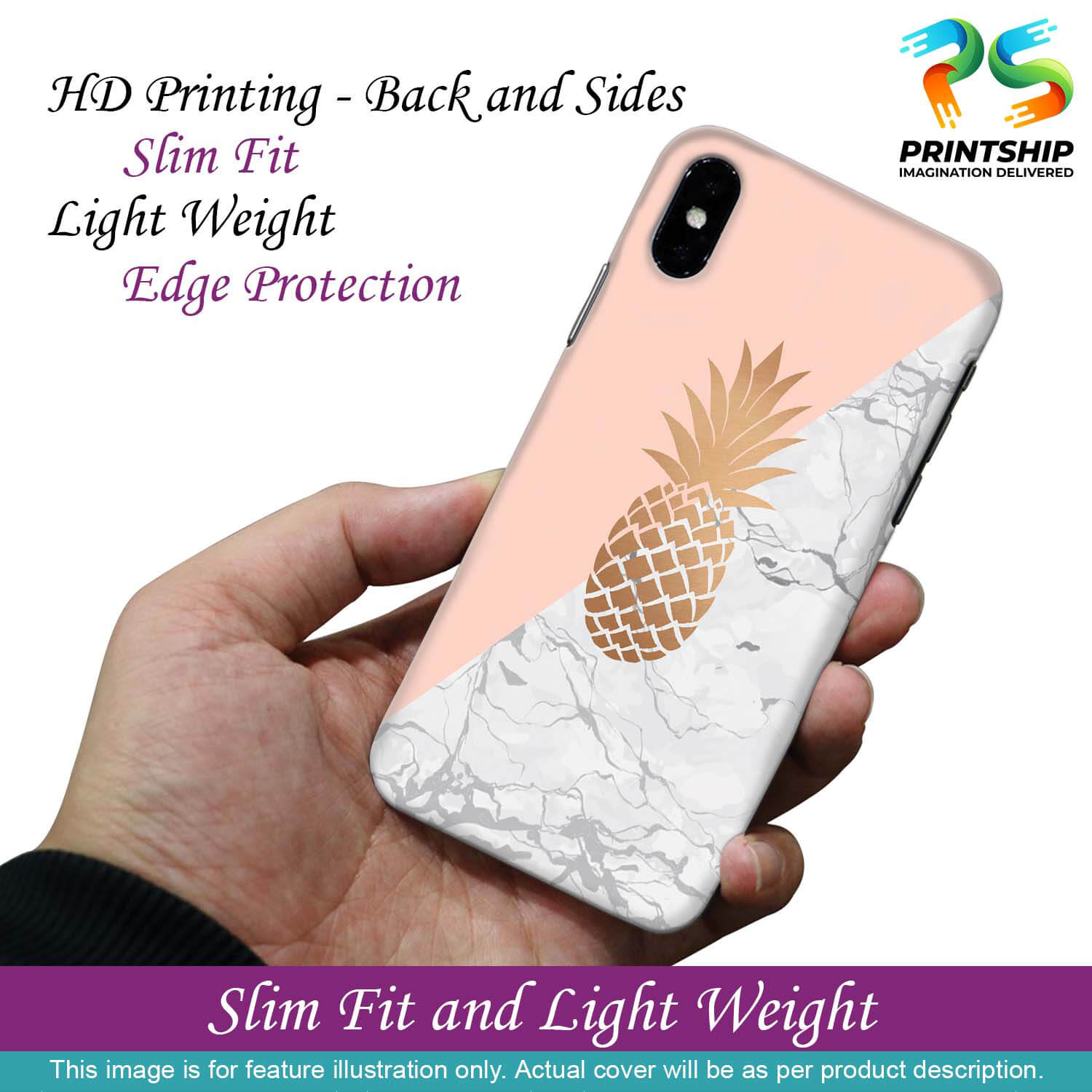 PS1330-Pineapple Marble Back Cover for Oppo A12