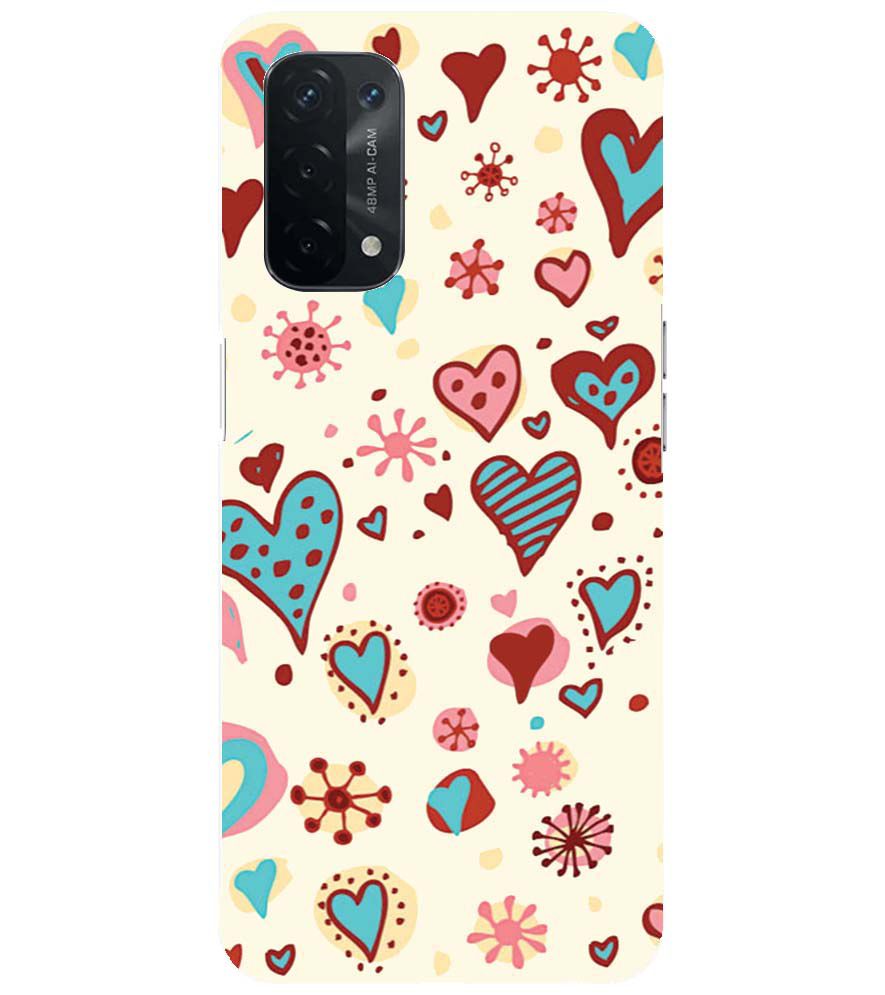 PS1332-Hearts All Around Back Cover for Oppo A54 5G