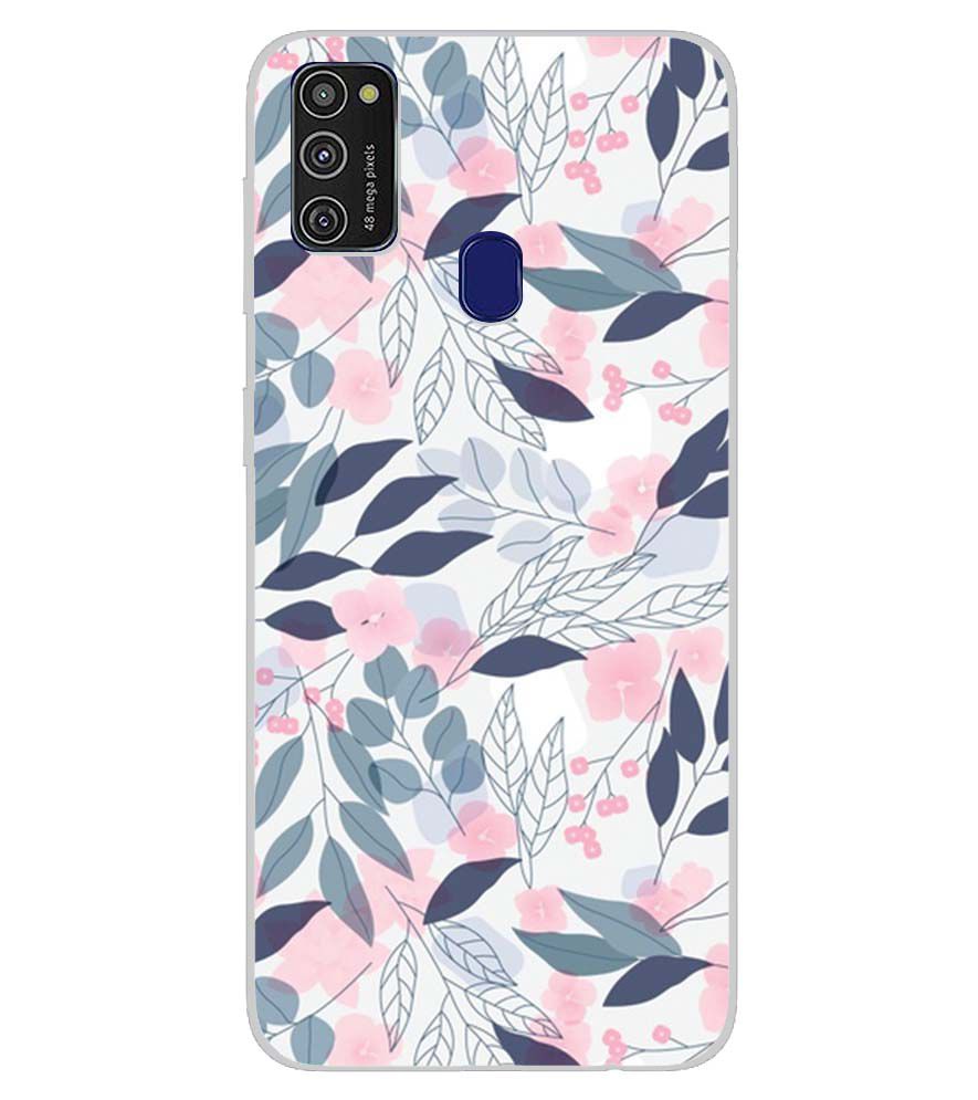PS1333-Flowery Patterns Back Cover for Samsung Galaxy M21