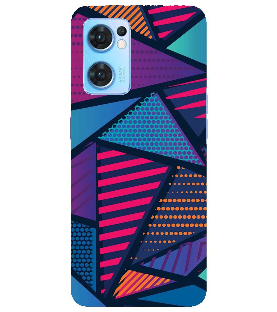 PS1335-Geometric Pattern Back Cover for Oppo Reno7 5G