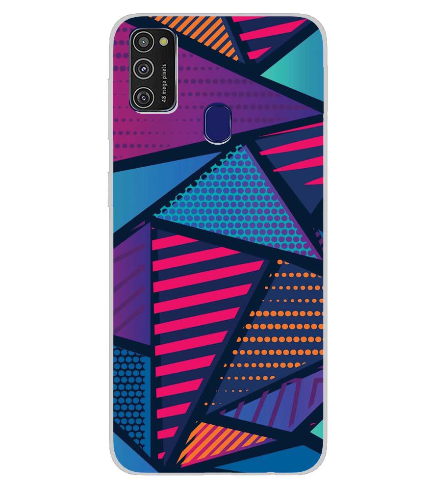 PS1335-Geometric Pattern Back Cover for Samsung Galaxy M21