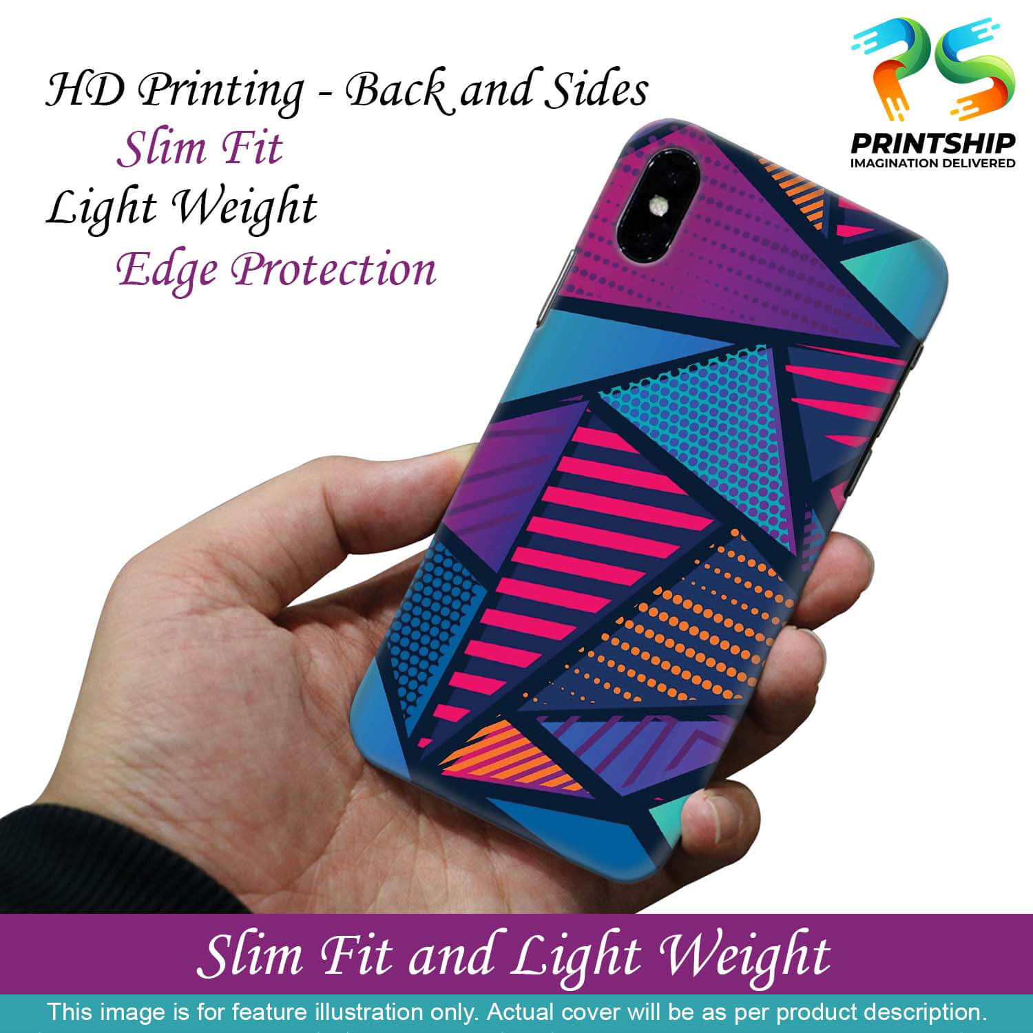 PS1335-Geometric Pattern Back Cover for Xiaomi Redmi Note 9