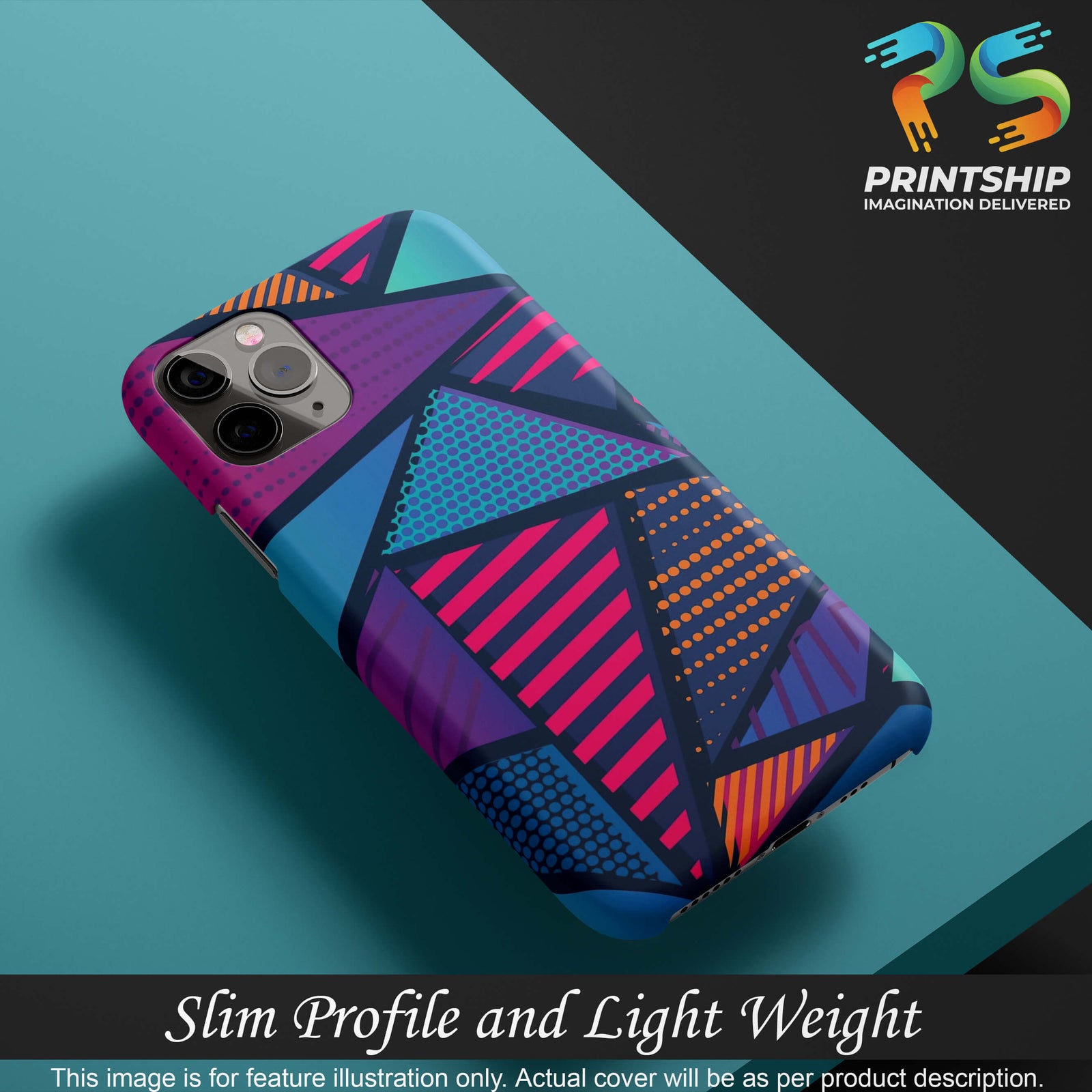 PS1335-Geometric Pattern Back Cover for Realme 7i-Image4
