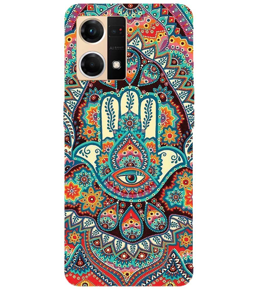 PS1336-Eye Hands Mandala Back Cover for Oppo F21 Pro