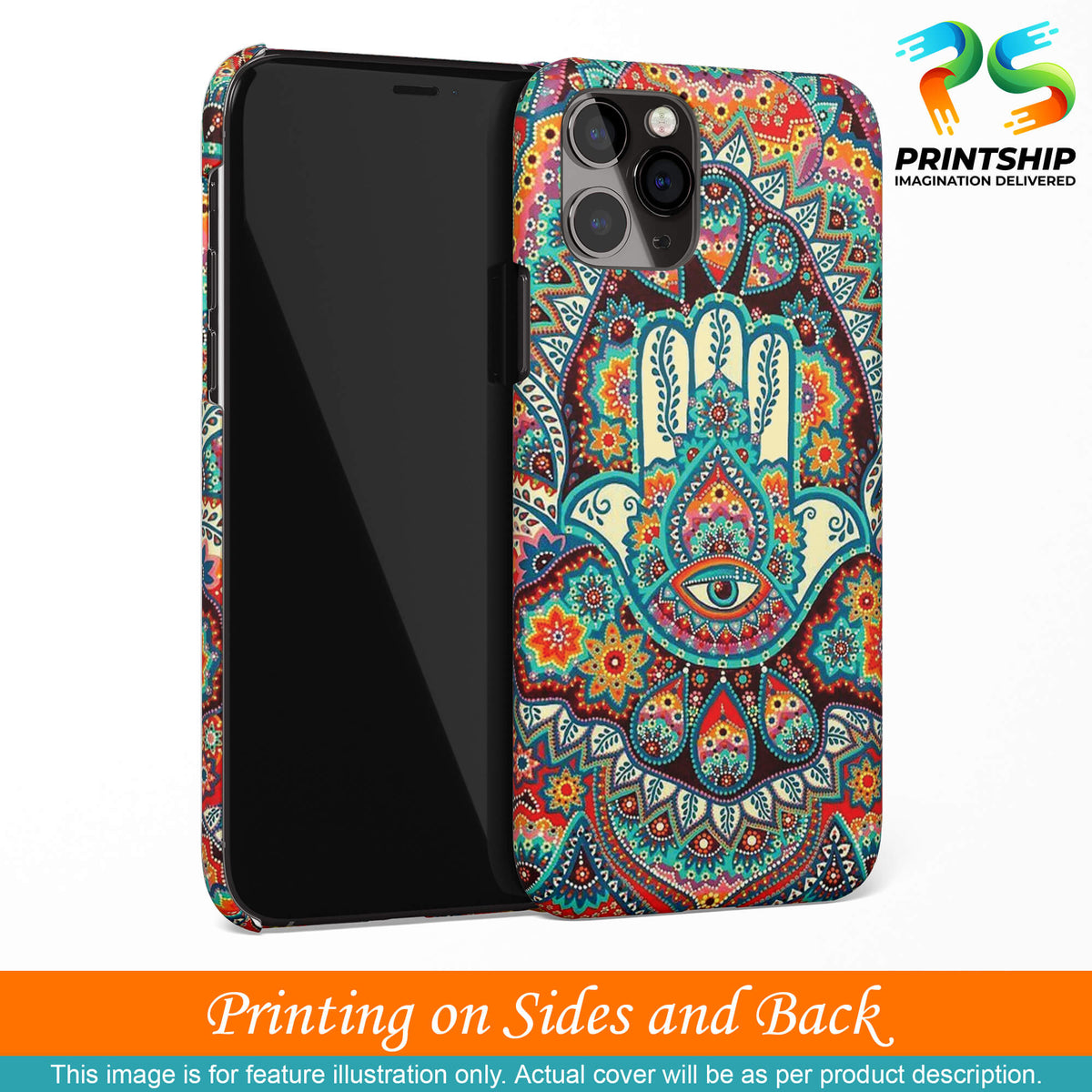 PS1336-Eye Hands Mandala Back Cover for Oppo F15-Image3