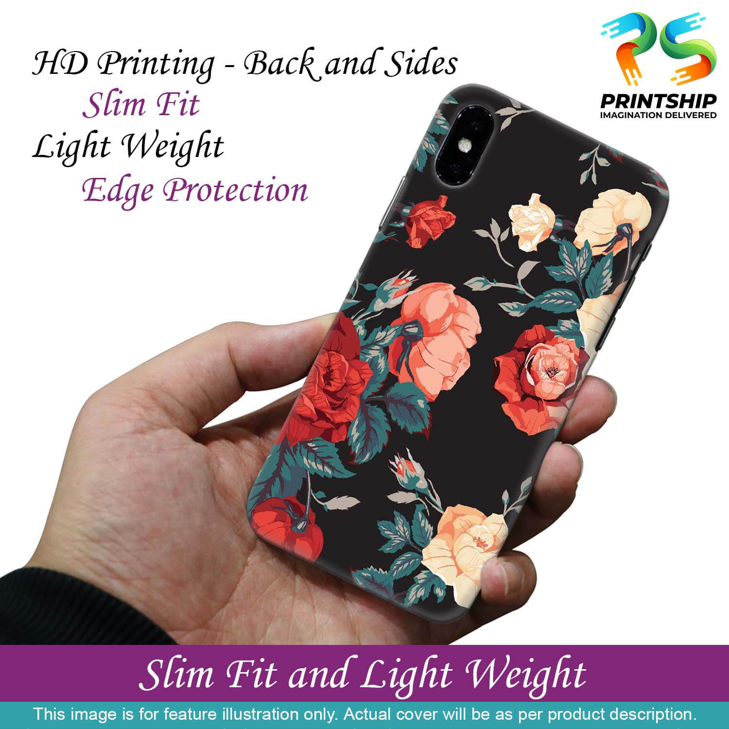 PS1340-Premium Flowers Back Cover for Xiaomi Redmi 10 Prime
