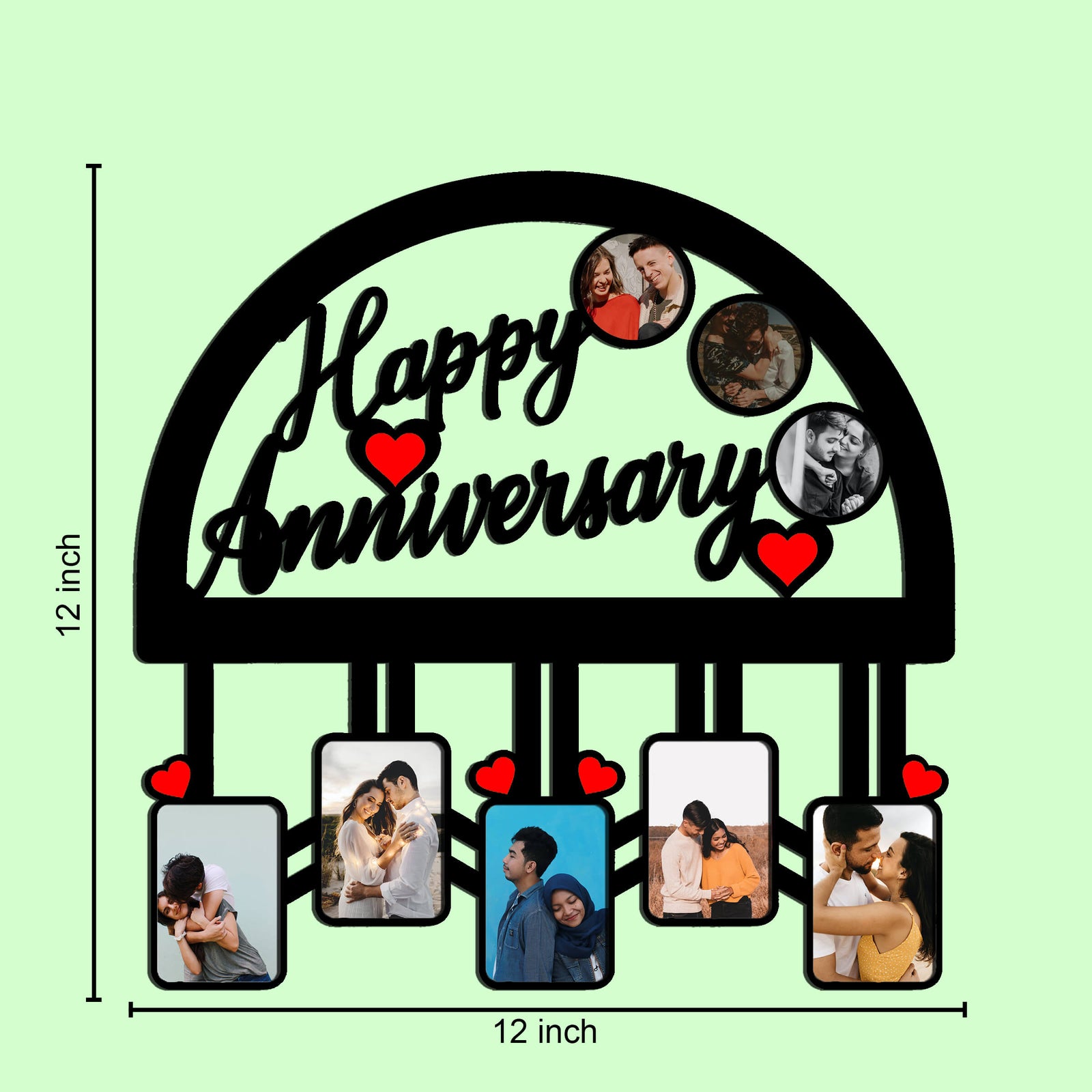 Laser Cut Photo Frame Happy Anniversary Photos with Eight Photos