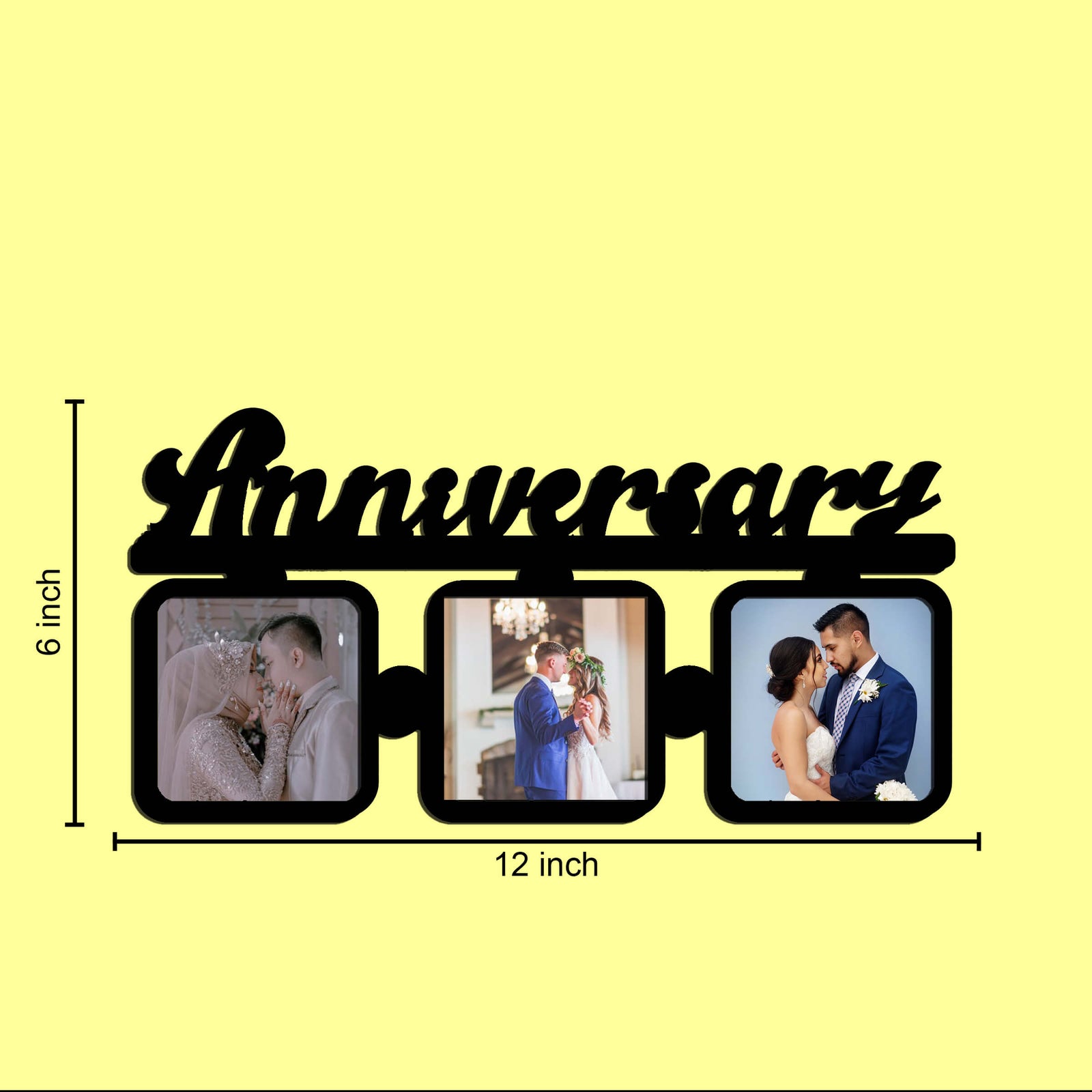 Laser Cut Photo Frame Anniversary Photos with Three Photos