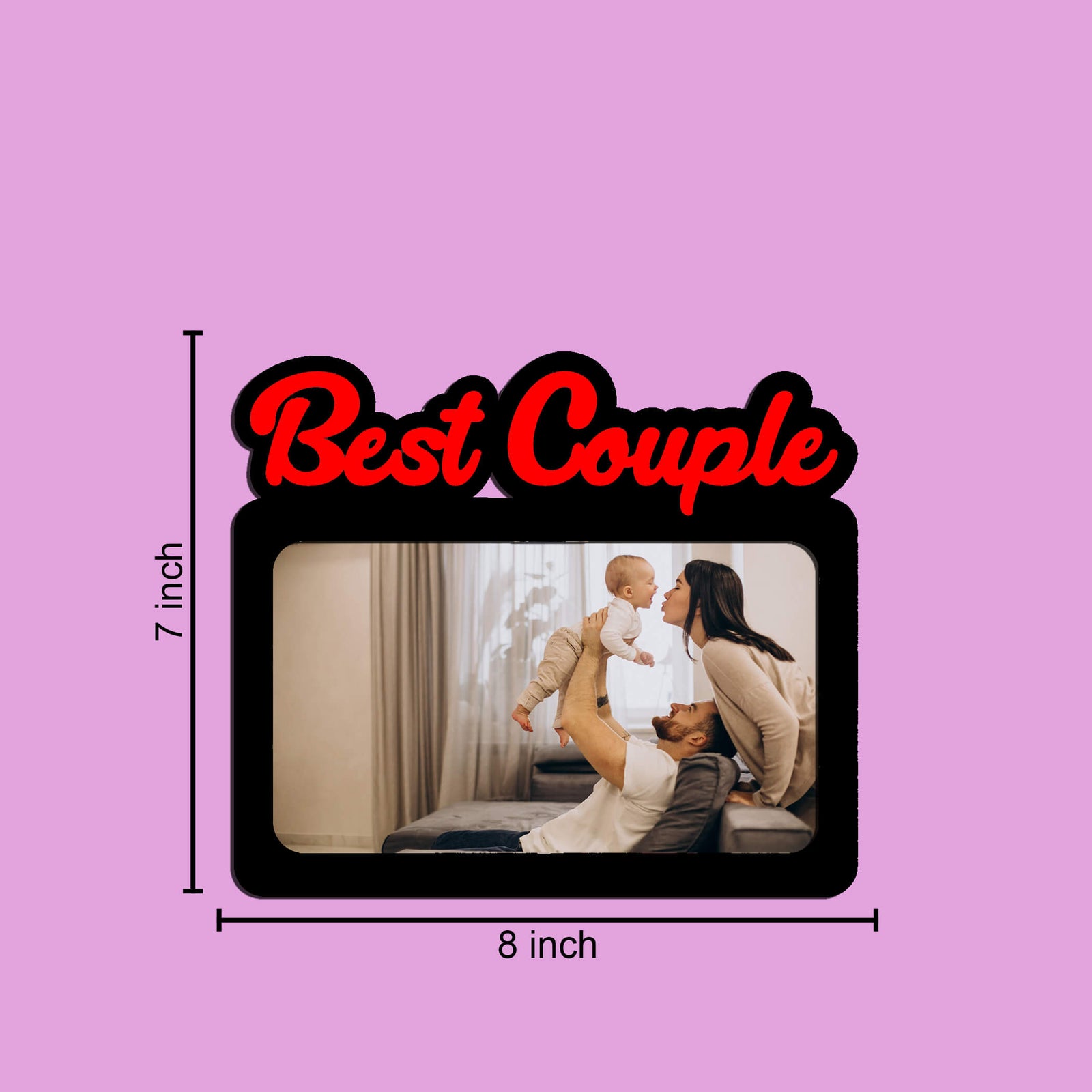 Laser Cut Photo Frame Best Couple Photo, MDF Wood, Wall Hanging, 8x7 Inch
