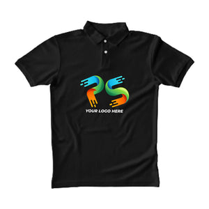 Polo Neck Black Customised Kids T-Shirt - Front And Back Print