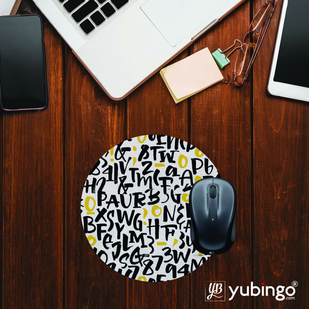 Alphabets And Numbers Mouse Pad (Round)