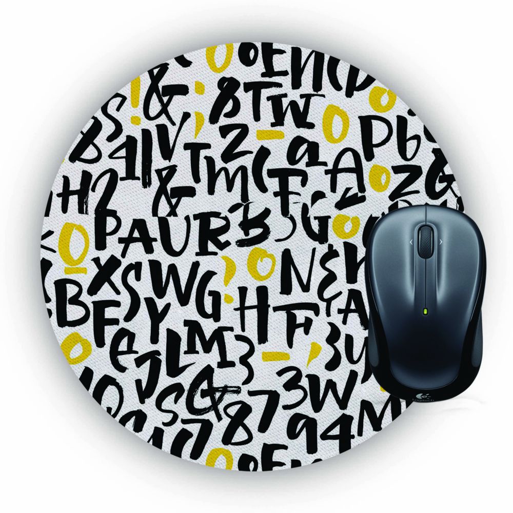 Alphabets And Numbers Mouse Pad (Round)