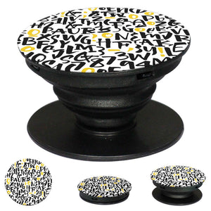 Alphabets And Numbers Mobile Grip Stand (Black)-Image2