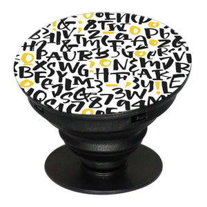 Alphabets And Numbers Mobile Grip Stand (Black)
