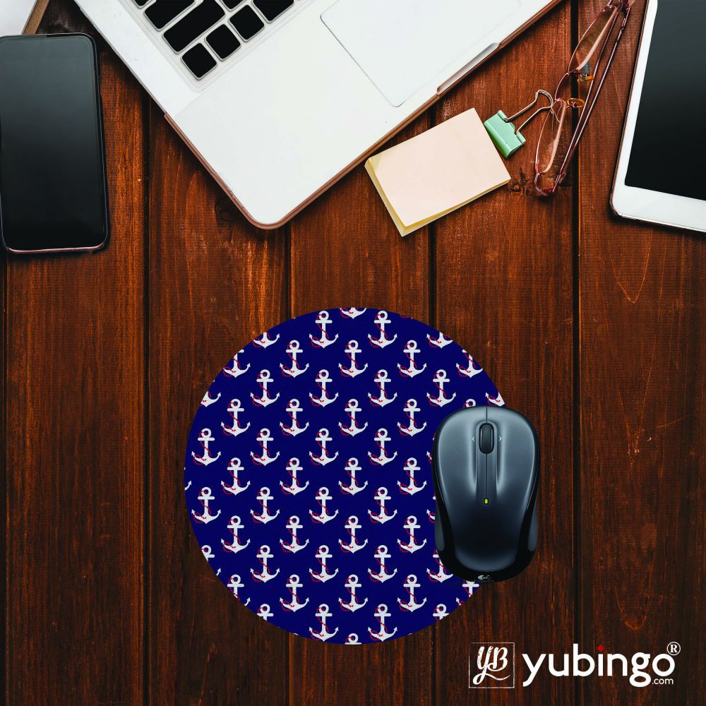 Anchor Pattern Mouse Pad (Round)-Image2