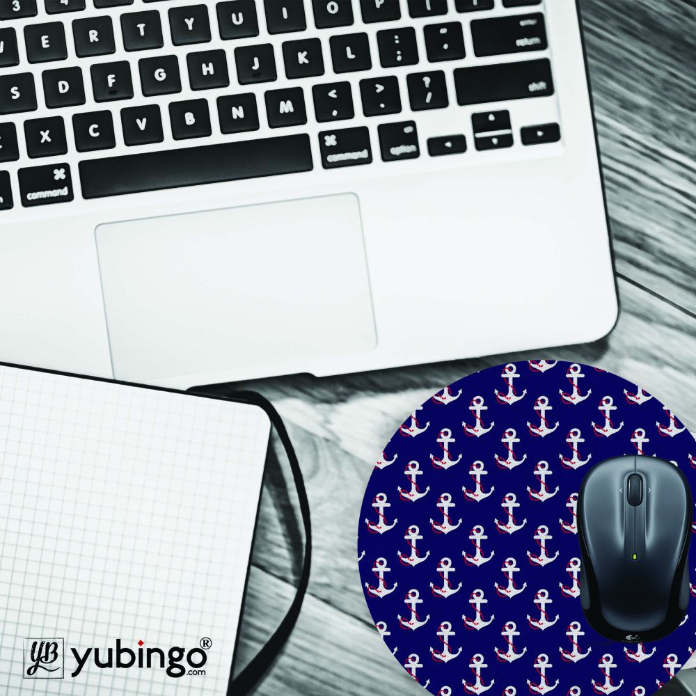 Anchor Pattern Mouse Pad (Round)-Image4