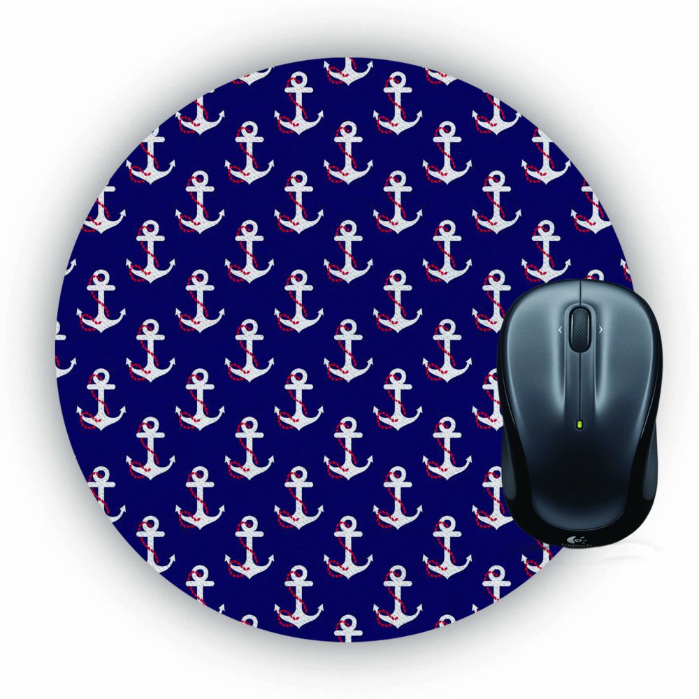 Anchor Pattern Mouse Pad (Round)
