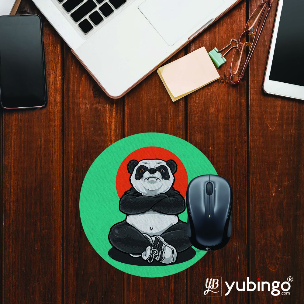 Angry Panda Mouse Pad (Round)-Image2
