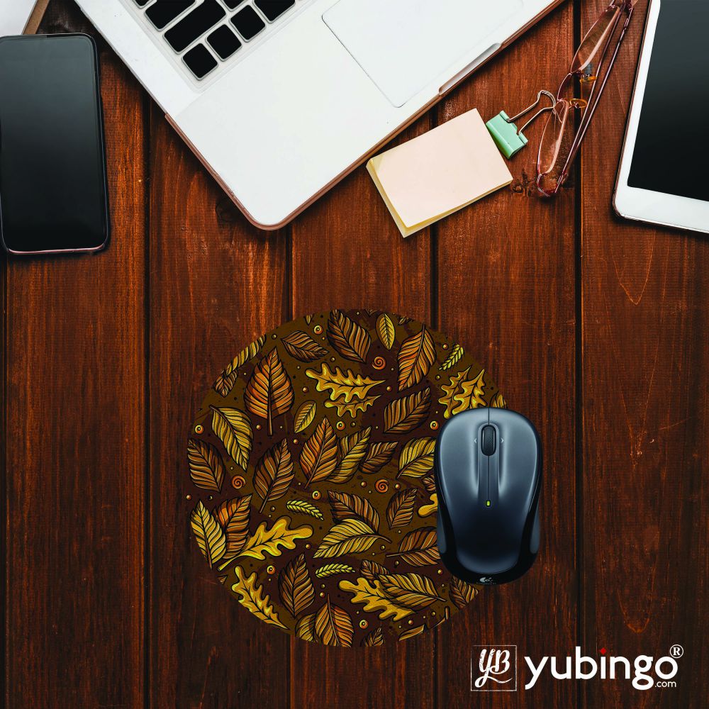 Autumn Leaves Mouse Pad (Round)-Image2