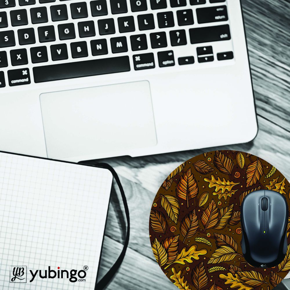 Autumn Leaves Mouse Pad (Round)-Image4