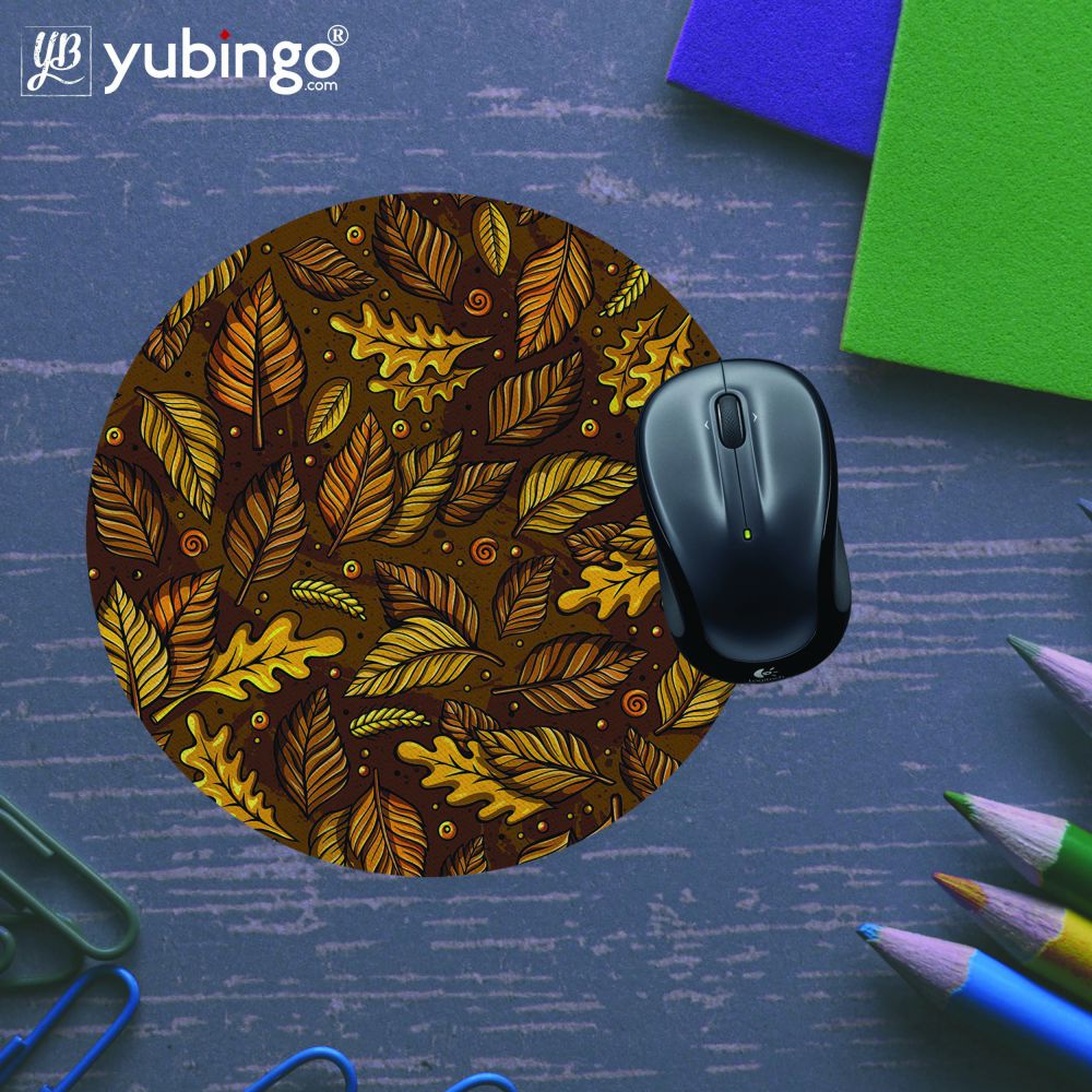 Autumn Leaves Mouse Pad (Round)-Image5
