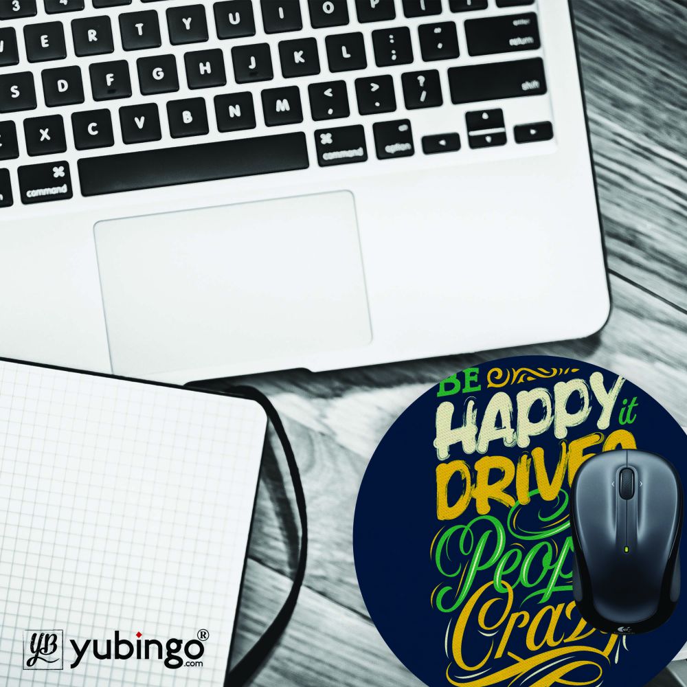 Be Happy Mouse Pad (Round)-Image4