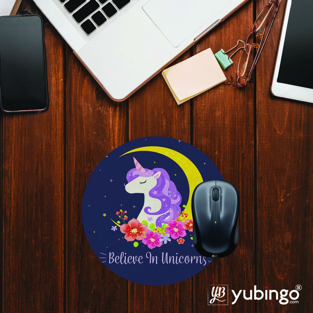 Believe in Unicorns Mouse Pad (Round)