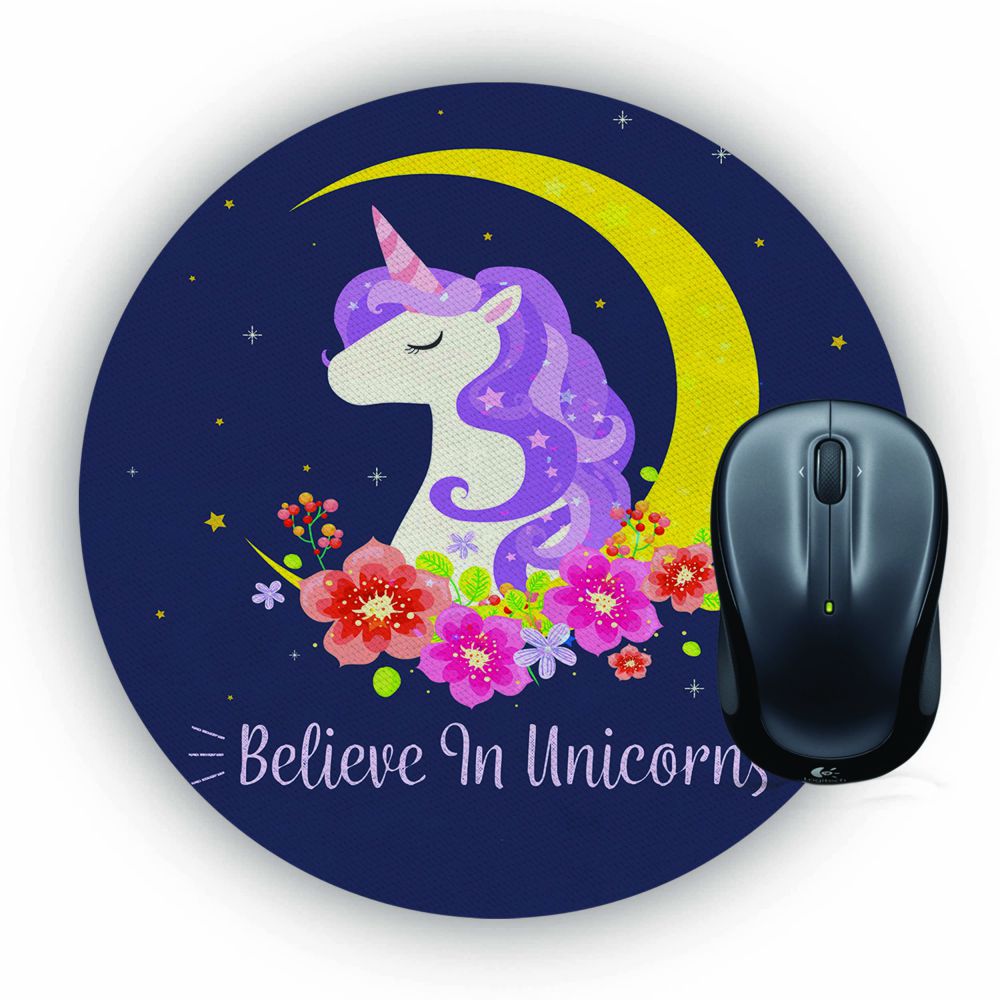 Believe in Unicorns Mouse Pad (Round)