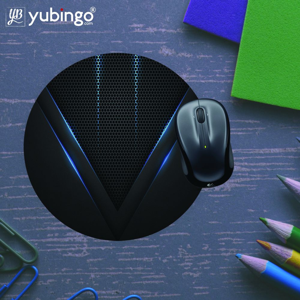Black and Blue Mouse Pad (Round)-Image5