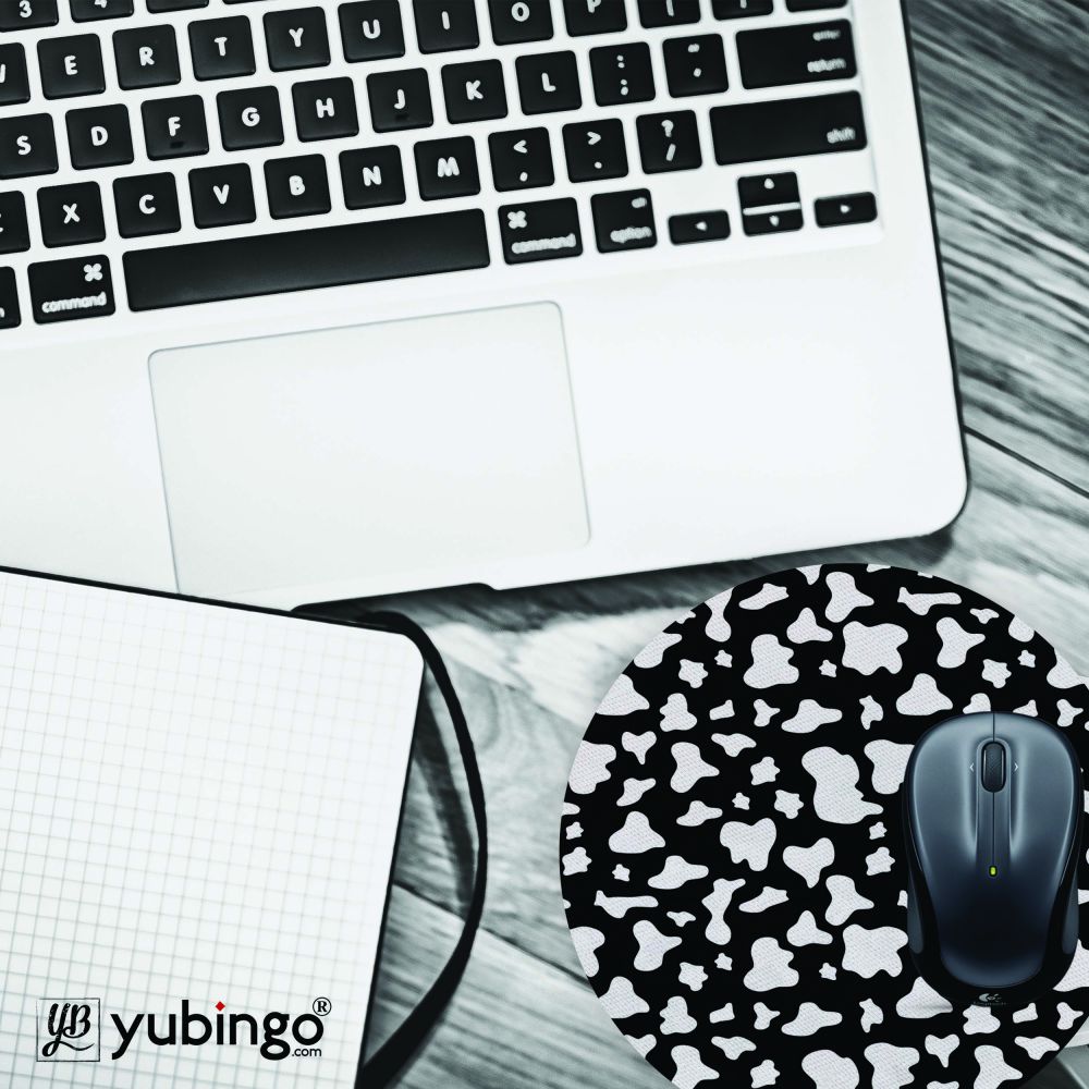 Black And White Pattern Mouse Pad (Round)-Image4