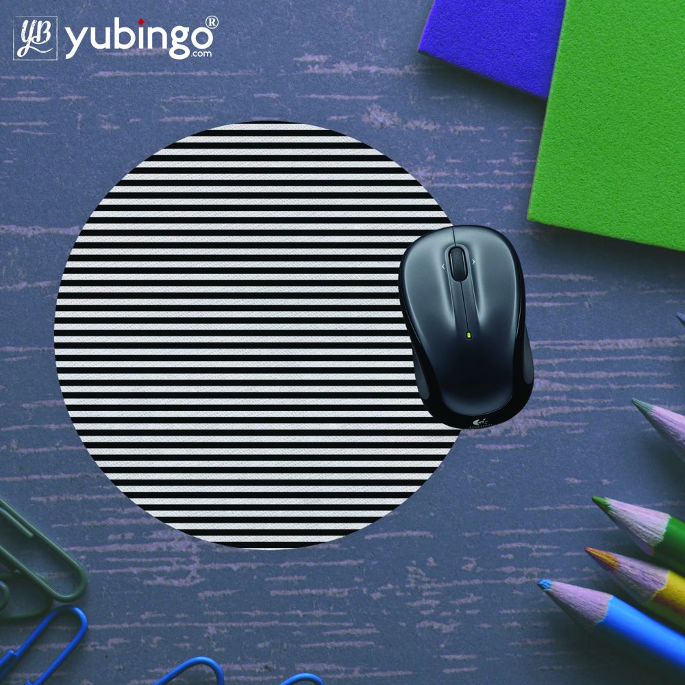Black Stripes Mouse Pad (Round)-Image5