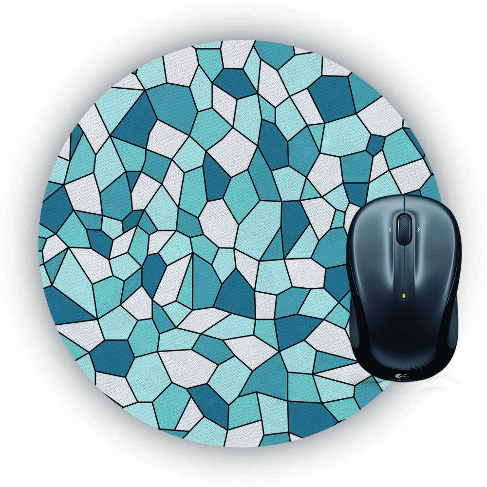 Blue Mosaic Mouse Pad (Round)